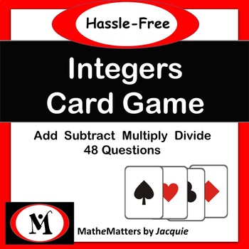 Preview of Integers Free - Add, Subtract, Multiply, Divide Integers  48 Questions GAME
