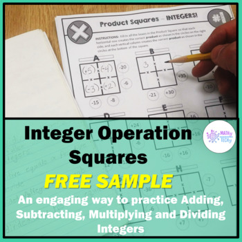 Preview of Integers Adding, Subtracting, Multiplying, Dividing Puzzles - FREE SAMPLE