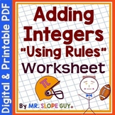 Integers Adding Using Rules Worksheet