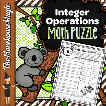 Preview of INTEGER ADDITION & SUBTRACTION WORD PROBLEM MATH PUZZLE