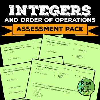 Preview of Integer Operations, Quizzes, Test, Worksheets