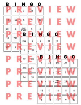 Preview of Integers Bingo: All Operations