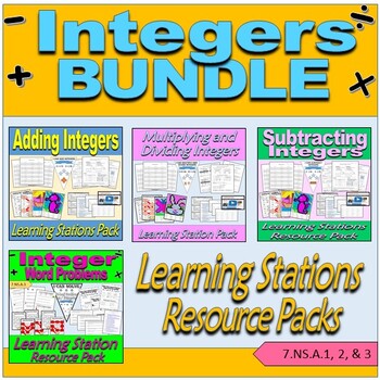 Preview of Integers Bundle - Learning Stations Resource Packs