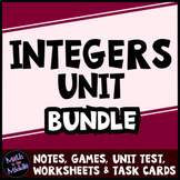 Integers Bundle - Notes, Digital Games, Task Cards, Test, 