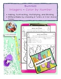 Integers ~ Bunnies Color By Number ~ Add, Subtract, Multip