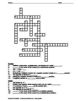 crossword puzzle integers