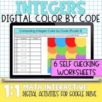 Preview of Integers Digital Worksheets