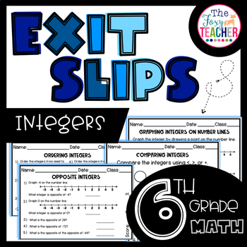 Preview of Integers Exit Slips 6th Grade Math