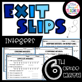 Integers Exit Slips 6th Grade Math