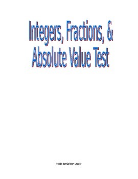 Preview of Integers, Fractions, & Absolute Value Test