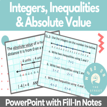 Preview of Integers, Inequalities, and Absolute Value | PowerPoint with Guided Notes