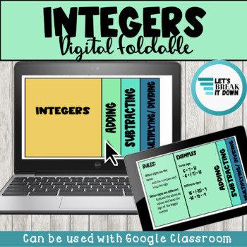 Preview of Integer Operations Digital Flipbook| Google Classroom Distance Learning