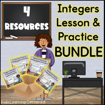 Preview of Integers Lesson & Practice Bundle for PowerPoint and Digital Resources