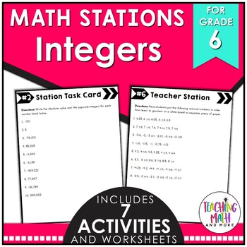Preview of Integers Math Stations