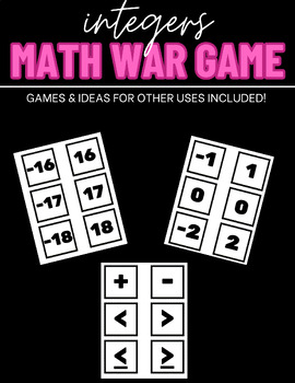 Preview of Integers Math War Games/Ordering Cards