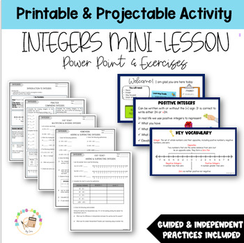 Preview of Integers Minilesson & Power Point Presentation