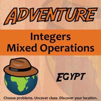 Preview of Integers Mixed Operations Activity - Printable & Digital - Egypt Adventure