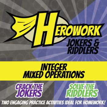 Preview of Integers Mixed Operations Printable Activities - Herowork Worksheets
