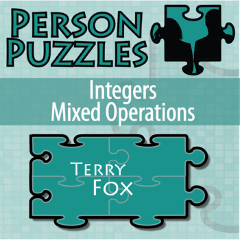Preview of Integers Mixed Operations - Printable & Digital Activity - Terry Fox Puzzle