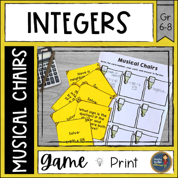 Preview of Integer Operations Musical Chairs - Task Card Math Activity