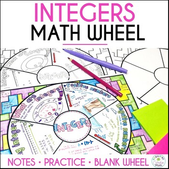 Preview of Integers Doodle Math Wheel Guided Notes and Practice
