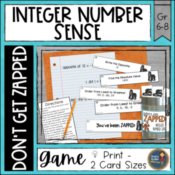 Preview of Integers Number Sense Don't Get ZAPPED Game - Comparing Ordering Absolute Value