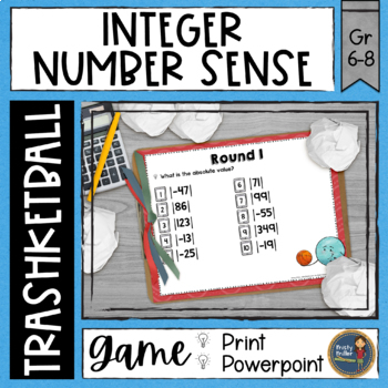 Preview of Integers Number Sense Trashketball Math Game