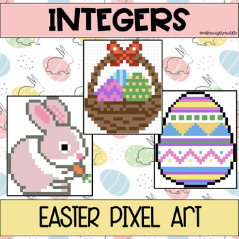 Preview of Integers/Number Systems 3-Leveled Easter Pixel Art for Middle School Math