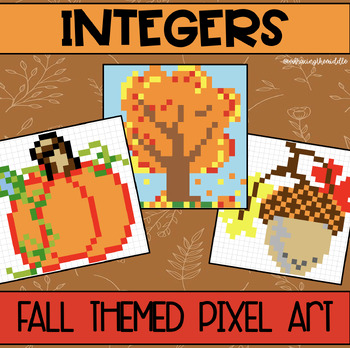 Preview of Integers/Number Systems 3-Leveled Fall Pixel Art | Middle School Math