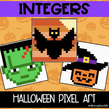 Preview of Integers/Number Systems 3-Leveled Halloween Pixel Art | Math | Excel + Sheets
