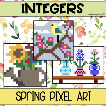 Preview of Integers/Number Systems 3-Leveled Spring Pixel Art for Middle School Math