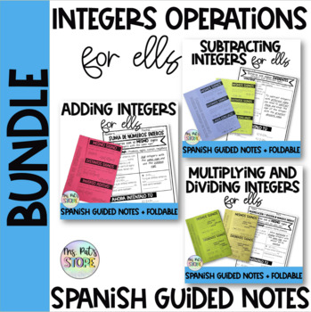 Preview of Integers Operations Spanish Guided Notes and Foldable for ELLs