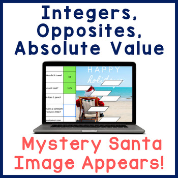 Preview of Integers Opposite Absolute Value | Christmas Math Mystery Digital Activity
