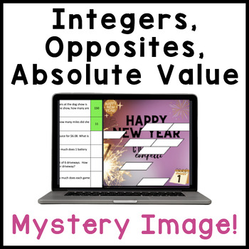 Preview of Integers Opposite Absolute Value | Happy New Years Math Mystery Digital Activity