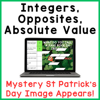 Preview of Integers Opposite Absolute Value St. Patrick's Day Math Mystery Digital Activity