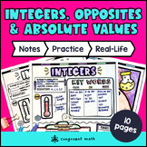 Integers, Opposites & Absolute Values Guided Notes & Doodl
