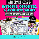 Integers Opposites Absolute Values Guided Notes Unit BUNDL