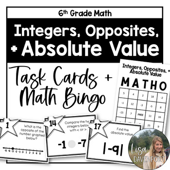 Integers, Opposites, and Absolute Value- 6th Grade Math Task Cards ...