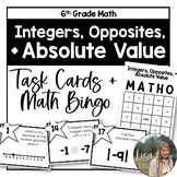 Integers, Opposites, and Absolute Value Task Cards and Bin