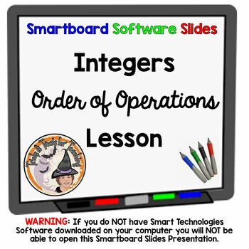 Preview of Integers Order of Operations Smartboard Slides Lesson