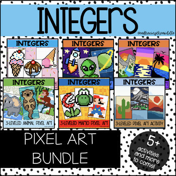 Preview of Integers Pixel Art BUNDLE for Middle Schoolers | Excel + Google Sheets | Math