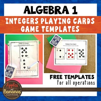 Preview of Integers Playing Card Game Templates
