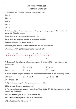 Preview of Integers Practice worksheet LEVEL 1