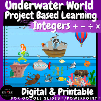 Preview of Integers Project Based Learning | Create Underwater World | Math PBL Enrichment