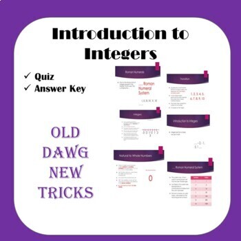 Preview of Math -  Introduction to Integers Quiz