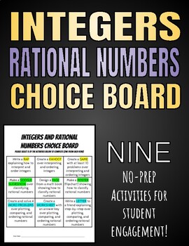 Preview of Integers & Rational Numbers Choice Board
