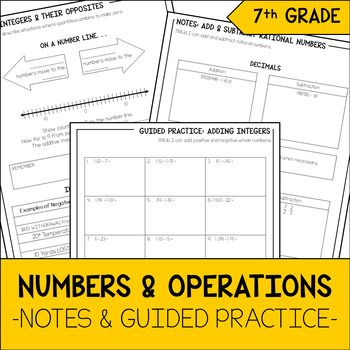 Preview of Integers & Rational Numbers Notes & Guided Practice | 7th Grade Math