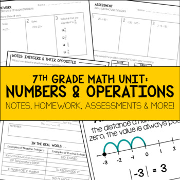 Preview of Integers & Rational Numbers Unit Resources | 7th Grade Math