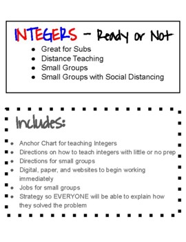 Preview of Integers - Ready or Not! Little to No Prep Required - Great for Subs