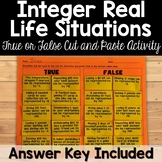 Integers Real Life Situations True or False Activity